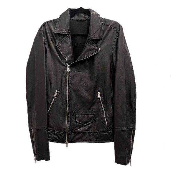 ALL SAINTS • Black Rio Biker Leather Jacket • Size Medium - Picture 13 of 13